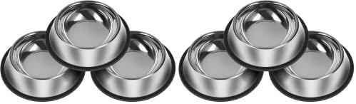 3Pcs Stainless Steel Dog Bowls Set - Non-Slip Food and Water Bowl 13 Oz - Dishwasher-Safe, Rust Resistant Metal Pet Bowls for Small/Medium/Large Sized Pets (Pack of 6) by Serentive