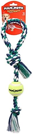 Mammoth Flossy Chews Color 3 Knot Tug with Tennis Ball Premium Cotton-Poly Tug Toy for Small to Medium Dogs - Assorted Colors - Image 2