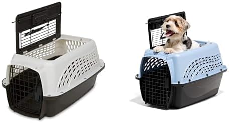 Petmate Two-Door Plastic Pet Kennel Bundle - Small Dog & Cat Carriers with Top & Front Loading (19" White & 24" Blue), Made in USA