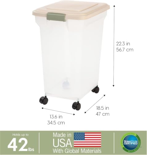 IRIS USA Dog Food Storage Container, Up to 42 lbs, Almond, Made in USA - Image 3