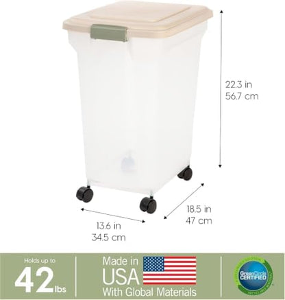 IRIS USA Dog Food Storage Container, Up to 42 lbs, Almond, Made in USA - Image 3