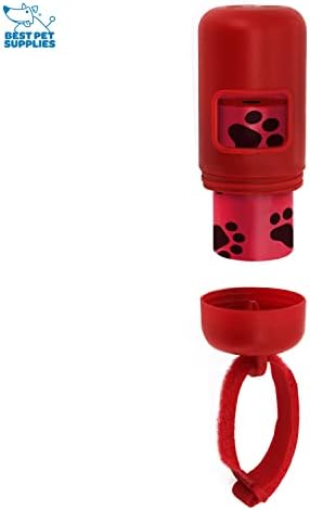 Best Pet Supplies Dog Poop Bag Holder Leash Attachment with Reusable Dispenser for Travel, Walking, Park, and Outdoor Use, Durable with Clip-On - Red, Pack of 2, Plastic Dispenser w/30 Bags - Image 2