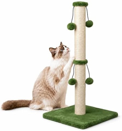 Dimaka Cat Scratching Post, Cat Scratcher for Large Cats with Teasing Toy Ball (Green, 29 inches for All Cats) by DIMAKA