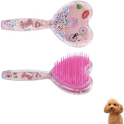 Small Soft Dog Grooming Brush, Pet Massage Hair Brush (Rose Pink) by DEEUCHIS