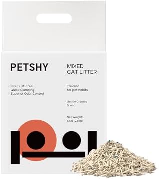 Mixed Cat Litter, Tofu & Bentonite Blend, Instant Clumping & Flushable, Low Dust, Superior Odor Control, Low Tracking, Lightly Scented Litter for Multi-Cat Homes, 5.5lb by Petshy
