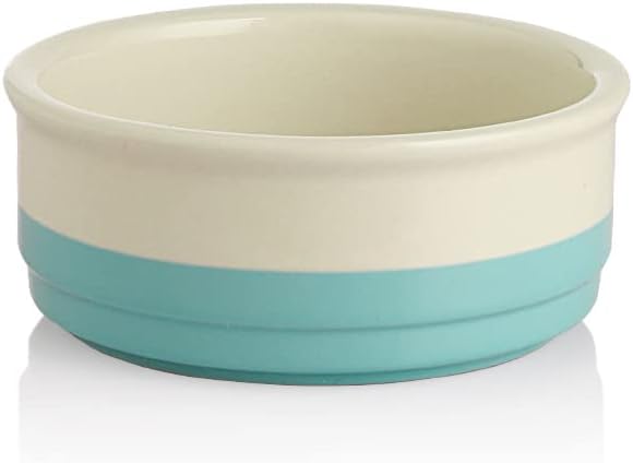 Sweejar Ceramic Dog Bowls, Dog Food Dish for Small Dogs and Cat, Heavy Duty Porcelain Pet Bowl for Canned Food and Water 17 Fl Oz （Turquoise）