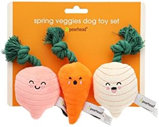 Pearhead Spring Garden Veggies Dog Toys, Plush Squeaky Rope Dog Toys - Image 5