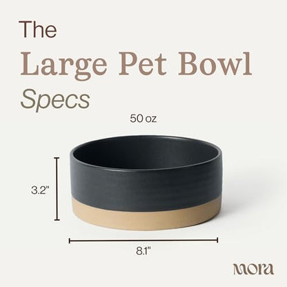 Mora Ceramic Pet Bowl Size Large - Food/Water Dish for Large Dogs, Cats, Great Dane, Mastiff, ect. 50oz or 8 Cups - Basic Bowls for Your Large Dog or Cat, Mix and Match for a Set - Liquorice - Image 2