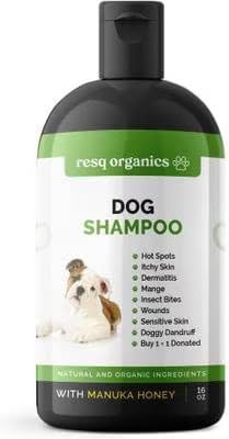 Hypoallergenic Dog Shampoo, Cleans and Soothes Dry Flakey Skin 16oz by ResQOrganicsforPetsPeopleMenWomenBabies