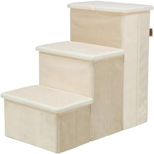 TRIXIE 3-Step Velour Pet Stairs for Dogs & Cats - 17.7" H - Beige by TRIXIE