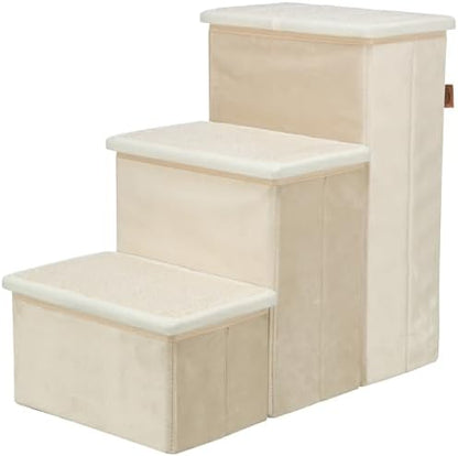 TRIXIE 3-Step Velour Pet Stairs for Dogs & Cats - 17.7" H - Beige by TRIXIE