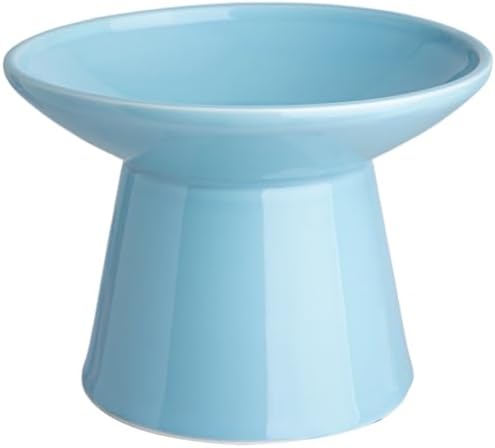 Ceramic Elevated Cat Food Bowls,6.2" Wide,1-Pack,Blue by KITCHENLESTARaddsmorebeautifulcolourstoyourlife