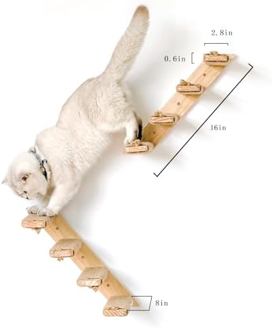 2 Pack 4 Steps Cat Wall Shelves and Stairs with Sisal Rope.Cat Wall Steps/Ladder Furniture ＆ cat Tree Supplies(Catstairs 2Pack-4Steps) - Image 3