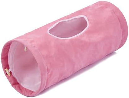 Cat Tunnel, Large Indoor Durable Collapsible Interactive Cat Tube with Peek-A-Boo Hole, Hanging Toys, and Crinkly Paper Lining - Cute Tunnel for Cats, Kittens, Puppies & Rabbits, Pink - Image 5