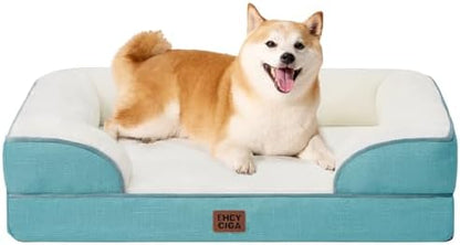 EHEYCIGA Orthopedic Dog Bed for Large Dogs, Waterproof Memory Foam, Turquoise Blue, 35"L x 22"W x 6.5"Th by EHEYCIGA