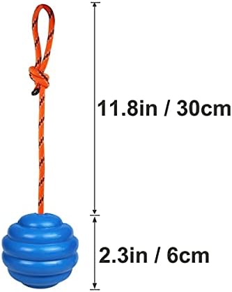 K9 Training Ball with Rope - Indestructible Dog Toy for Training, Pull, Throw, Tug and Fetch - Belgian Malinois Gifts (Blue) - Image 4