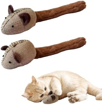 StarSnowe×Cotton-Linen Fuzzy Mouse,Cat Plush Toy with Catnip and Crinkle Paper, Interactive Fun Kitten Stuffed Toys Set-12in Big Mice (Mouse Hunter(Pack of 2)) by Unknown