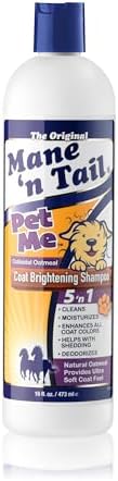 Mane ’n Tail Pet Me Coat Brightening Pet Shampoo, 5-in-1 Dog & Pet Shampoo for All Coat Colors, Moisturizing & Deodorizing Formula with Shea Butter, Argan Oil & Omega 6 & 9 16 fl oz by ManenTail