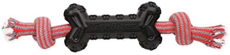 Mammoth Pet Products TireBiterII Bone with Extra Cotton-Poly Rope â€“ Natural Rubber Dog Toys for Extreme Chewers â€“ Aggressive Chewer Toys for Dogs - Large 15â€, Black (35023F) by MammothPetProducts