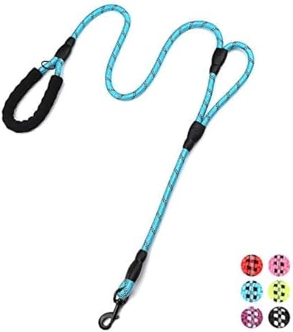 Plutus Pet Rope Dog Leash 6ft Long,Traffic Padded Two Handle,Heavy Duty,Reflective Double Handles Lead for Control Safety Training,Leashes for Large Dogs or Medium Dogs,Dual Handles Leads(Light Blue) by PLUTUSPET