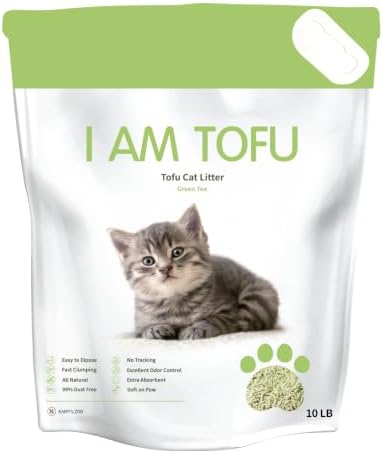 I AM TOFU - Tofu Cat Litter, Low Dust Lightweight Clumping Litter with Odor Control (10 LBS, Green Tea) by KAMYsZOO