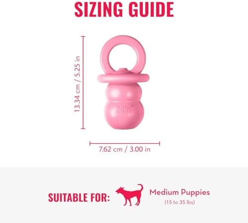 KONG Puppy Binkie, Natural Rubber Teething Toy, for Medium Puppies, Pink - Image 3