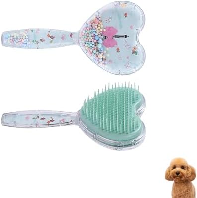 Small Soft Dog Grooming Brush, Pet Massage Hair Brush - Sky Blue by DEEUCHIS
