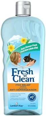 PetAg Fresh 'n Clean Itch Relief Shampoo - Rain Shower Fresh Scent Dog Shampoo - Instant Relief for Dry & Irritated Skin - 18 fl oz by PetAg