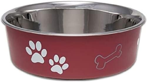 Loving Pets Bella Dog Bowls- Stainless Steel Dog & Cat Bowls - Spill Proof Dog Food Bowl, Cat Bowl, Puppy Essentials & Pet Supplies Great for Home & Travel (Small 10-20 lbs, Merlot) by Loving+Pets
