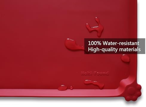 Hoki Found X-Large Silicone Non Slip Pet Feeding Mats - Waterproof Dog Cat Food Mats for Carpet - Classic Red - Image 3