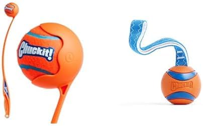 Chuckit! Sport 26L Dog Ball Launcher with Ultra Tug Dog Toy Bundle - 3-inch Diameter Balls for Dogs 60-100 Pounds - Ball Launcher and Tug Toy Combo