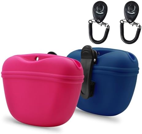 AUDWUD Silicone Dog Treat Pouch with Clicker Magnetic Closure Secure Clip by AUDWUD