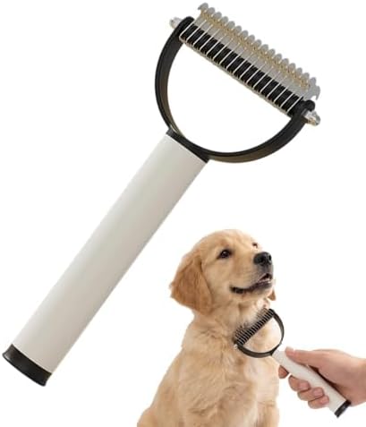 Double Sided Dematting Comb for Cats & Dogs, Undercoat Rake, Safe Deshedding Grooming Tool, Gentle Matt Remover Detangler for Long Thick Haired Pets, Ergonomic Pet Grooming Brush by Unknown