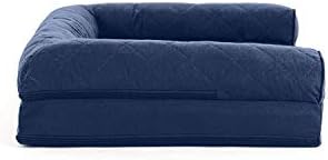 Furhaven Cooling Gel Dog Bed for Medium/Small Dogs w/ Removable Bolsters & Washable Cover, For Dogs Up to 35 lbs - Quilted Sofa - Navy (Blue), Medium - Image 3