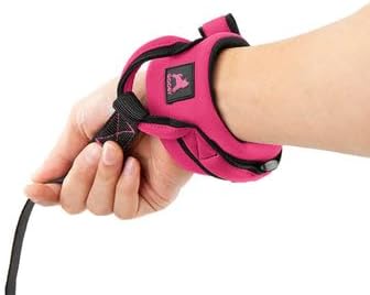 Gooby Neoprene Wrist Band Sport Leash - Pink, 6 FT - Comfortable Hands Free Leash with Elastic Band for Small, Medium and Large Dogs