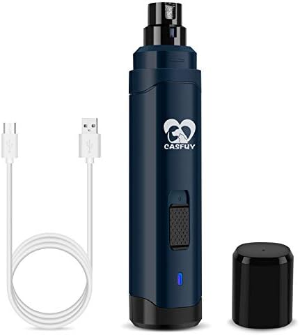 Casfuy Dog Nail Grinder Upgraded - Professional 2-Speed Whisper-Quiet Electric Pet Nail Trimmer Painless Paws Grooming & Smoothing for Small Medium Large Dogs & Cats (Dark Blue) by casfuy