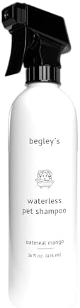 Begley's No Rinse Waterless Pet Shampoo, Bathless Cleaning, Deodorizing, and Odor Removal for a Shiny, Fresh Smelling Coat - Effective for Dogs, Puppies, and Cats - Fresh Oatmeal Mango Scent by Begleys