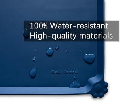 Hoki Found L Silicone Pet Food Mats with High Lips - Non Slip Cat Dog Bowl Placemats - Waterproof Cat Dog Feeding Mat - Indigo Ink - Image 3