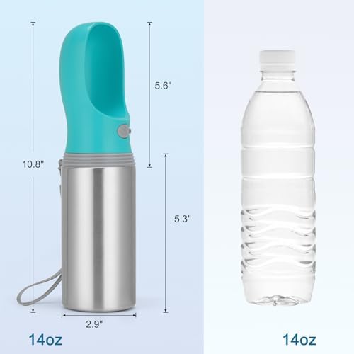 Portable Dog Water Bottle, 14 OZ Stainless Steel Pet Water Dispenser - Image 5