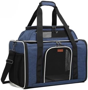 19" L x 12" W x 17" H Inches Cat, Dog Carrier for Pets Up to 25 Ibs, Washable，Soft Sided，Collapsible Travel Puppy Carrier. (Blue) by Youchee