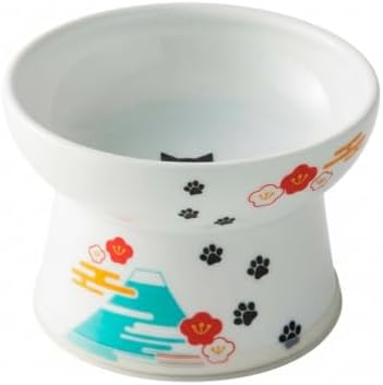 Necoichi Ceramic Elevated Cat Food Bowl (Fuji, Regular Flat) by NECOICHI