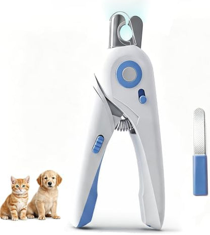 LED Dog Nail Clipper with Light, Illuminate Nails and Bloodline for Safe Trimming, with Nail File, Transparent Guard and Safety Lock, Suitable for Cats and Dogs-White by AEKKNIU