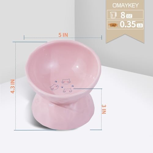 5 Inch Tilted Raised Cat Bowls, Ceramic Elevated Pet Food Water Bowl Set - Image 3