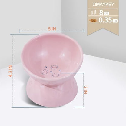 5 Inch Tilted Raised Cat Bowls, Ceramic Elevated Pet Food Water Bowl Set - Image 3