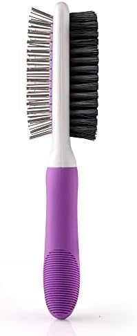 Pet Grooming Brush - Fur Detangling Pins & Coat Smoothing Slicker Bristles, Two-Sided Design for Dogs, Cats & Other Animals by Poodlie