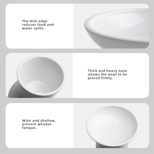 Ceramic Elevated Cat Food Bowls,6.2" Wide,1-Pack,White - Image 5