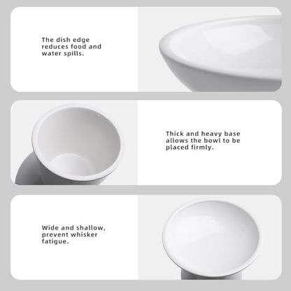 Ceramic Elevated Cat Food Bowls,6.2" Wide,1-Pack,White - Image 5