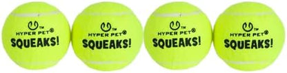 Hyper Pet Squeaks! Tennis Balls Fetch Dog Toy, Medium 2.5 in, 4 Pack, Green by HyperPet
