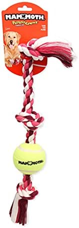 Mammoth Flossy Chews Color 3 Knot Tug w/Standard Tennis Ball – Premium Cotton-Poly Tug Toy for Dogs, Interactive Rope Dog Toy for Medium Dogs - 20” , Multi color - Image 2