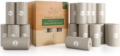 100% Certified Home Compostable and Biodegradable Dog Poop Bags - ASTM D6400 & EN 13432 Compliant dog poop bags rolls – 270 Bags – 18 x Rolls of Plant Based Poop Bags for dogs - Thick Poop Bags by NinaWoof